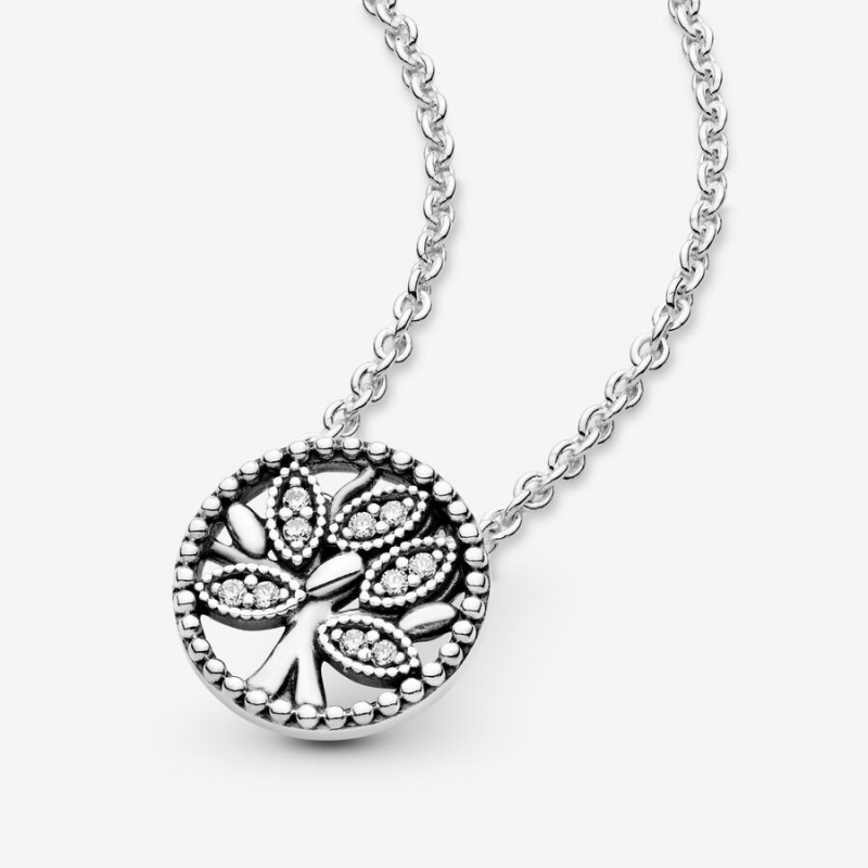 Family Jewelry Pandora Sparkling Family Tree Pendant Necklaces | 1743586-XC