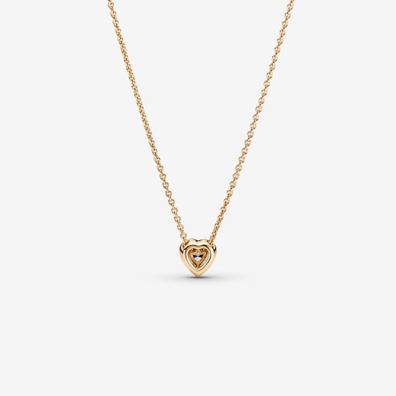 Gold Pandora Elevated Heart Pendant Necklaces | 6843579-LP