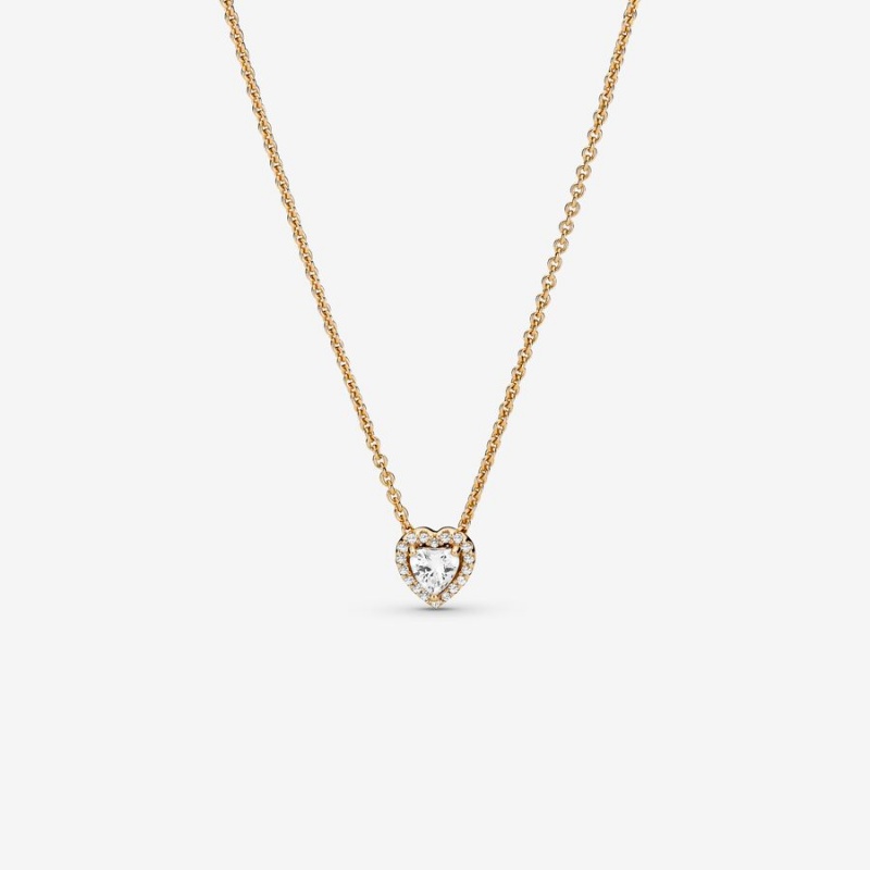 Gold Pandora Elevated Heart Pendant Necklaces | 6843579-LP