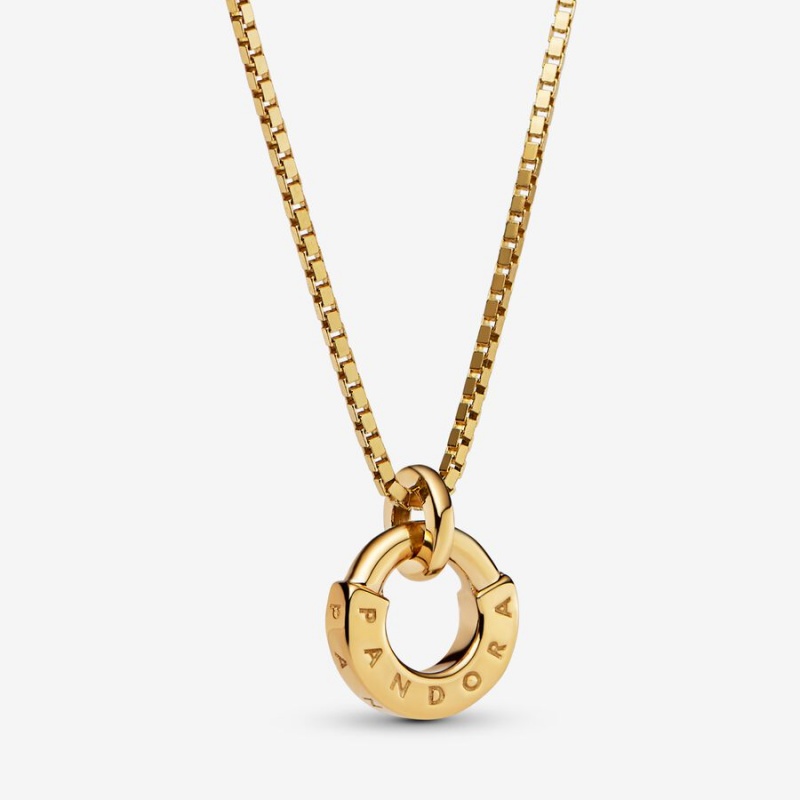 Gold Pandora Signature I-D Collier Pendant Necklaces | 5023679-PL