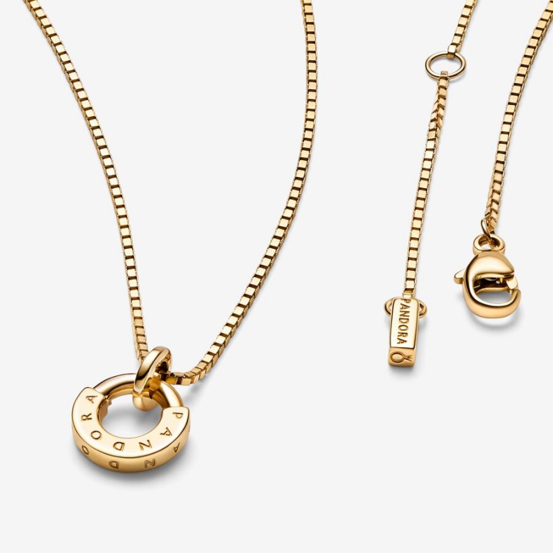 Gold Pandora Signature I-D Collier Pendant Necklaces | 5023679-PL