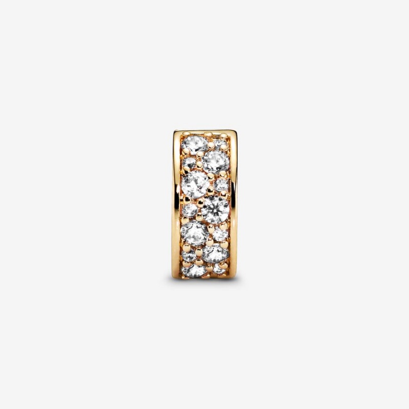 Gold Plated Pandora Clear Pavé Clip Clips | 2741693-VF