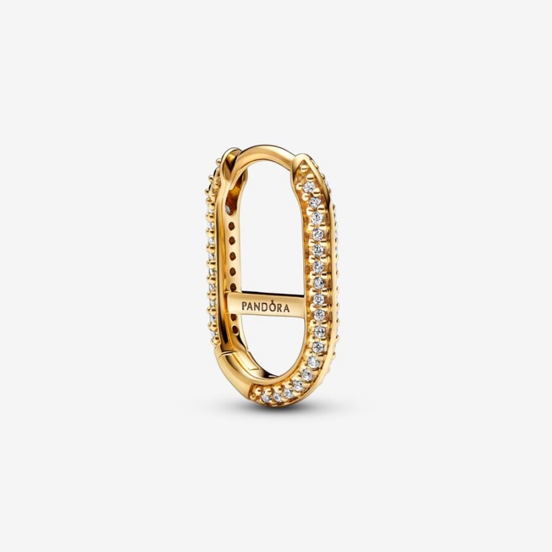 Gold Plated Pandora ME Pavé Link Earring Hoop Earrings | 6487109-VX