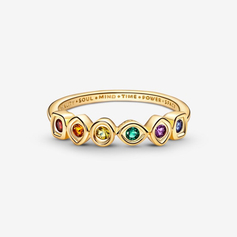 Gold Plated Pandora Marvel The Avengers Infinity Stones Pinky Rings | 3217408-OT