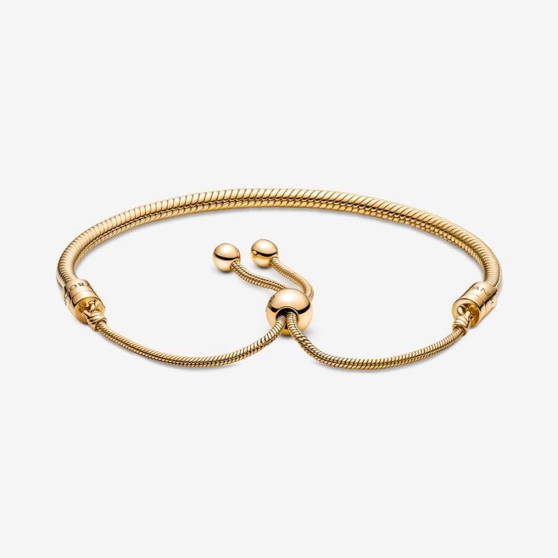 Gold Plated Pandora Moments Snake Slider Sliding Bracelets | 0569437-LF