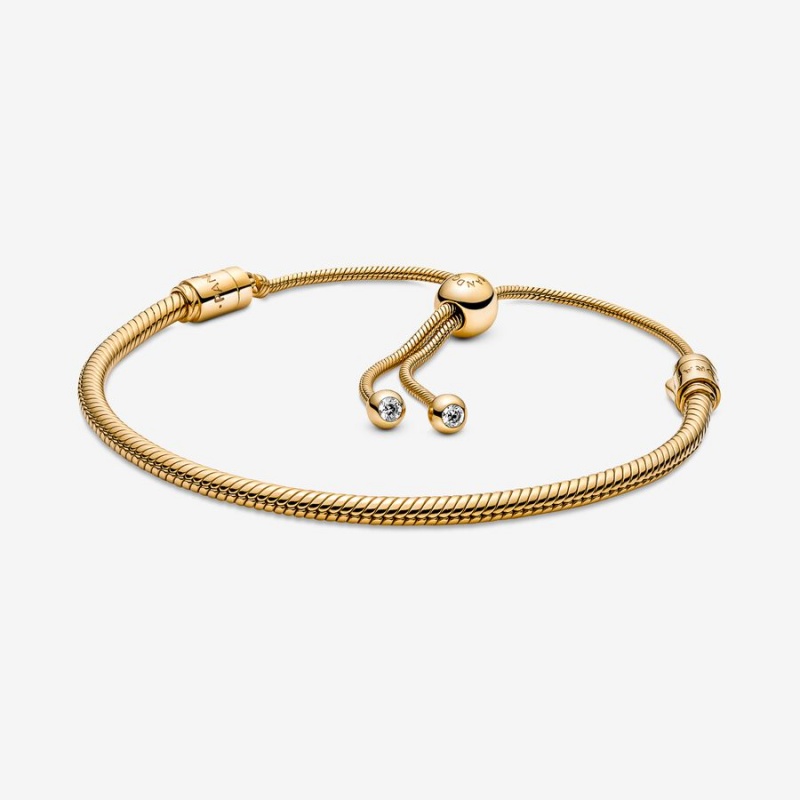 Gold Plated Pandora Moments Snake Slider Sliding Bracelets | 0569437-LF