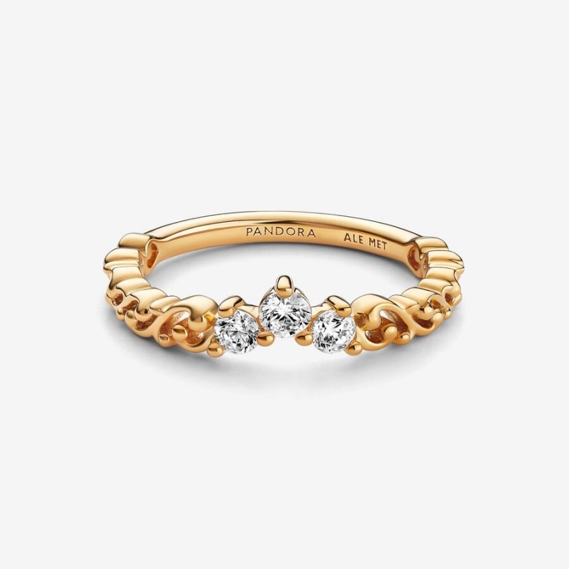 Gold Plated Pandora Regal Swirl Tiara Pinky Rings | 1507243-LX