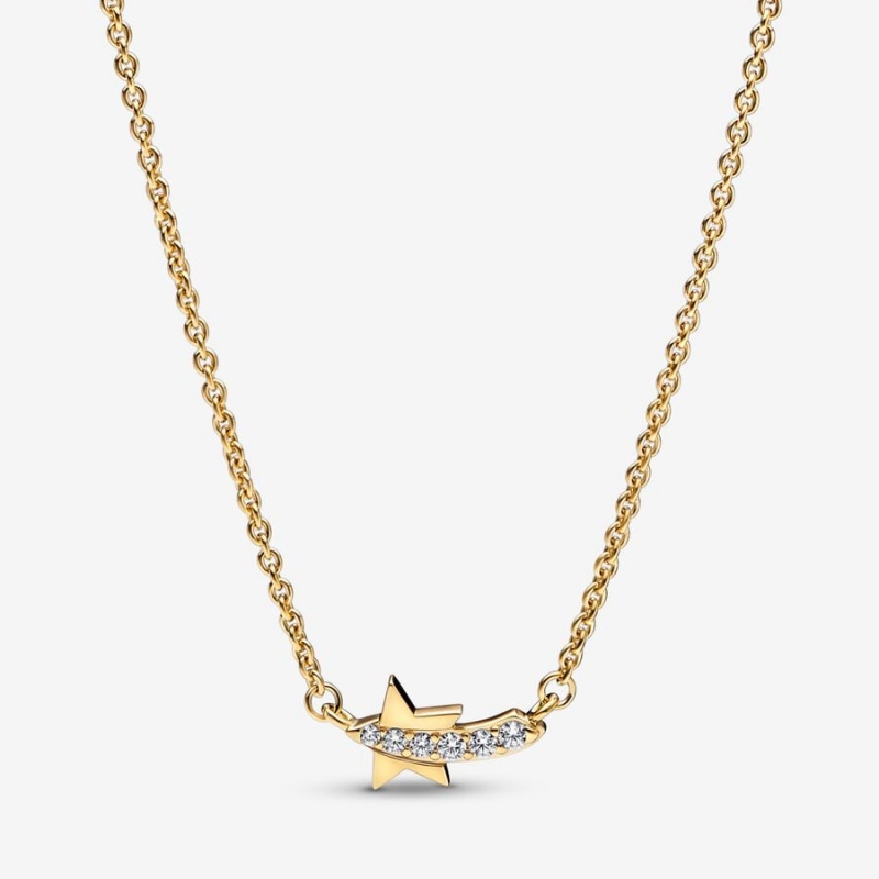 Gold Plated Pandora Shooting Star Pavé Collier Pendant Necklaces | 4196370-JY