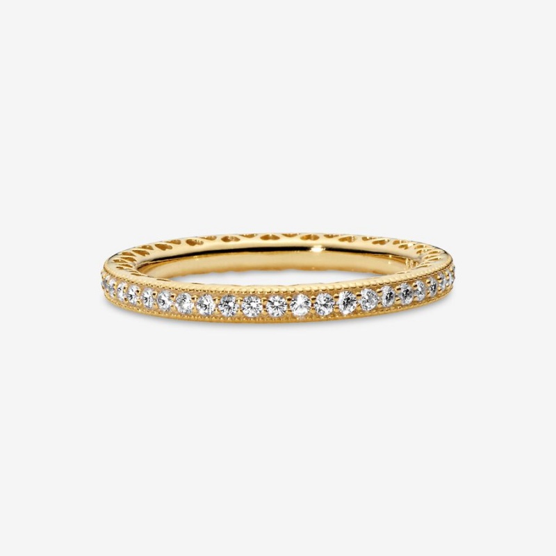 Gold Plated Pandora Sparkle Band Rings | 5347129-DN