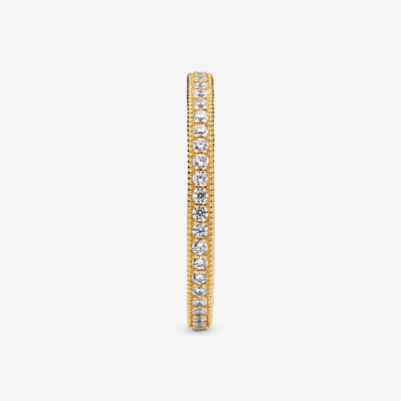 Gold Plated Pandora Sparkle Band Rings | 5347129-DN