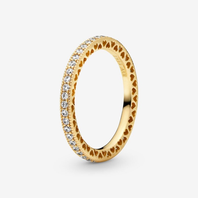 Gold Plated Pandora Sparkle Band Rings | 5347129-DN