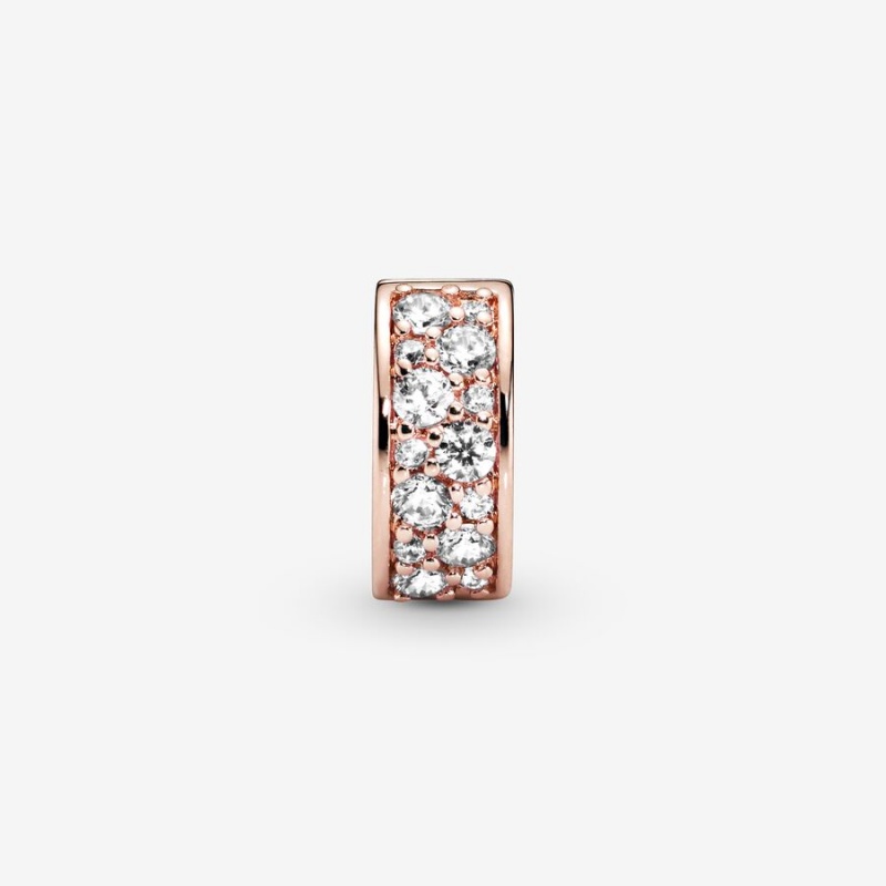 Rose Gold Plated Pandora Clear Pavé Clip Clips | 0782593-NH