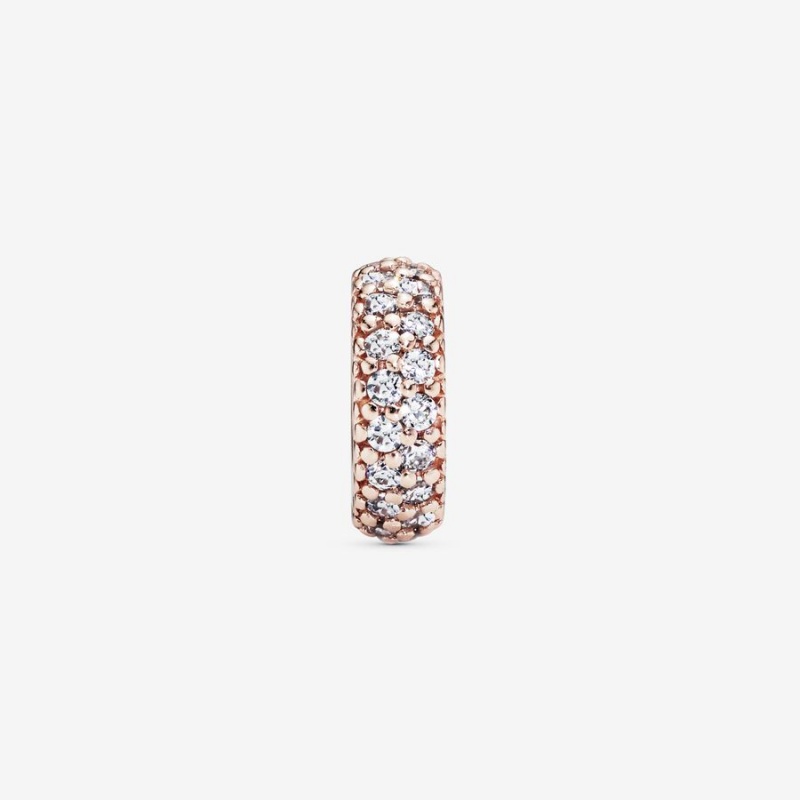 Rose Gold Plated Pandora Clear Sparkle Spacer Spacer Charms | 2517680-PC