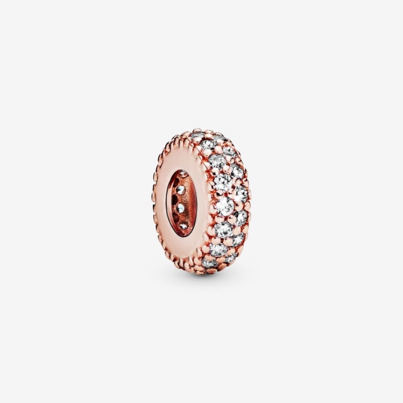 Rose Gold Plated Pandora Clear Sparkle Spacer Spacer Charms | 2517680-PC