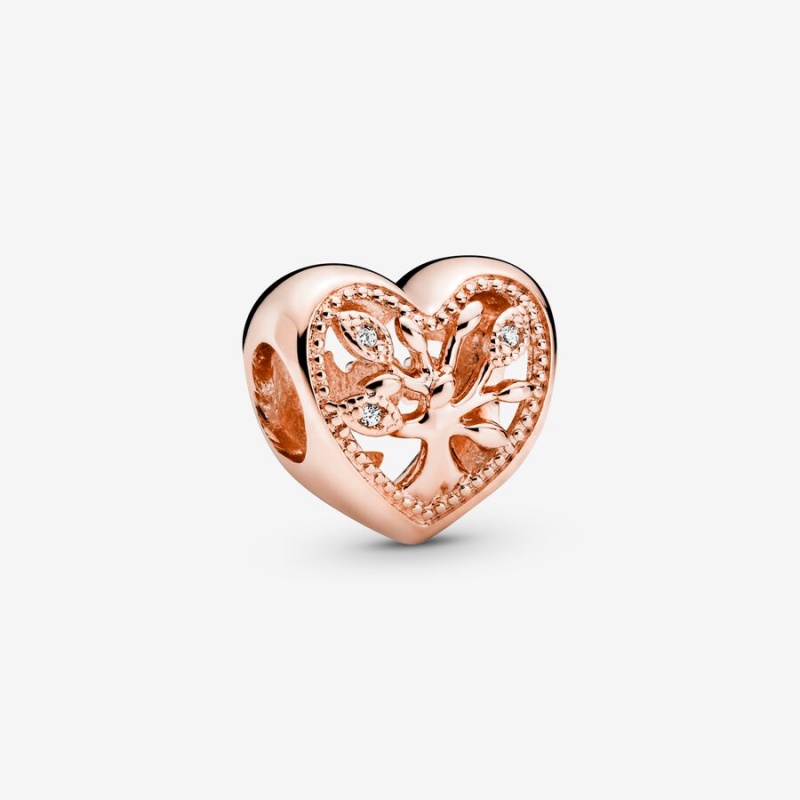 Rose Gold Plated Pandora Family Tree Heart Gift Set Charm Holders | 4562798-FQ