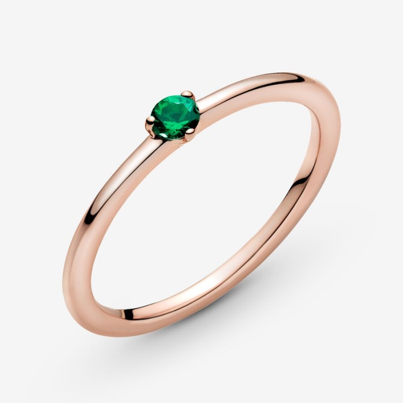 Rose Gold Plated Pandora Green Solitaire Halo & Solitaire Rings | 2536491-VK