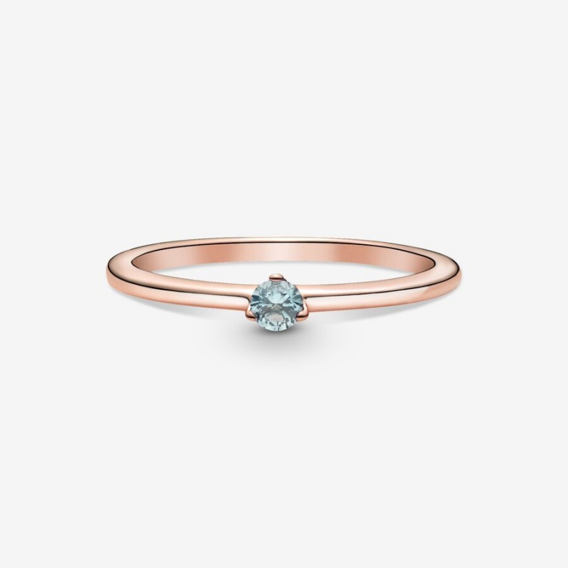 Rose Gold Plated Pandora Light Blue Solitaire Halo & Solitaire Rings | 7806321-ZJ