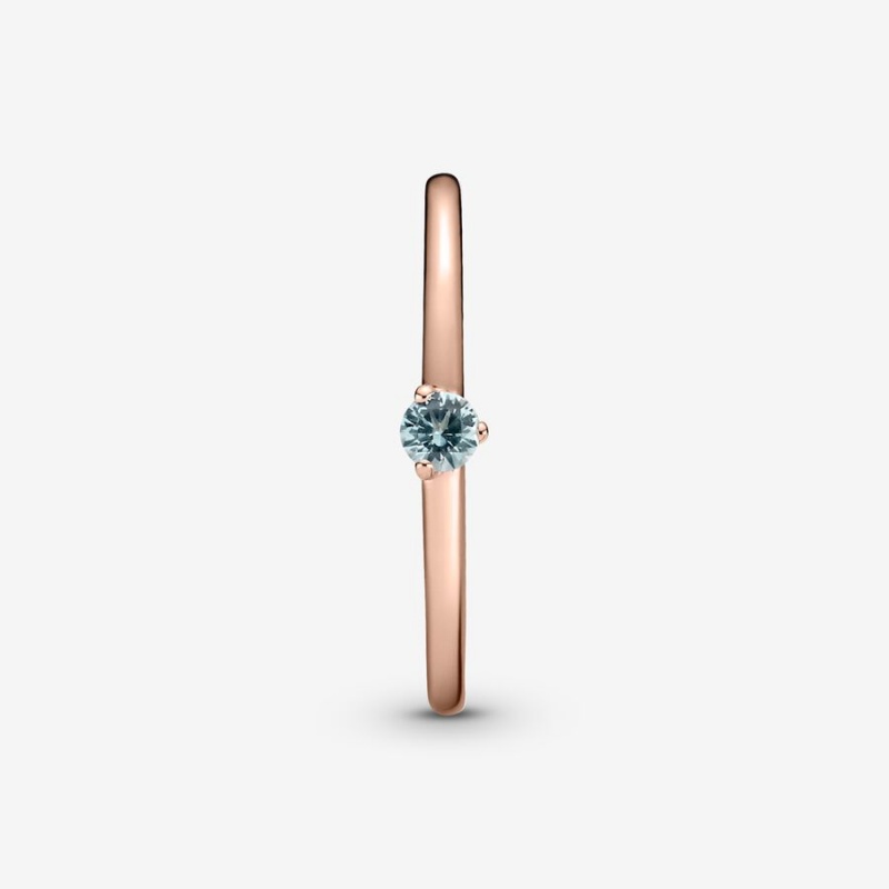 Rose Gold Plated Pandora Light Blue Solitaire Halo & Solitaire Rings | 7806321-ZJ