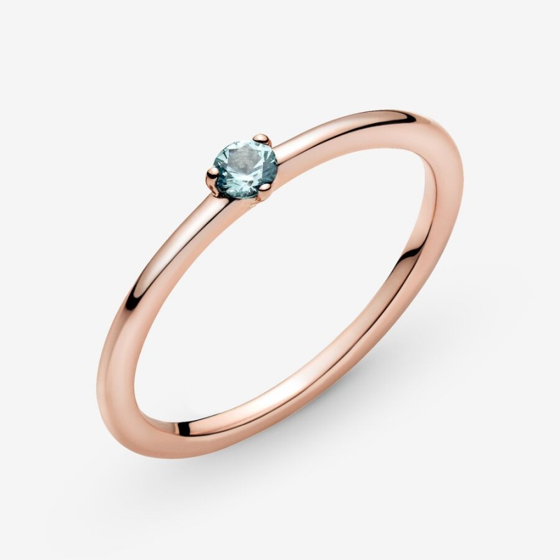 Rose Gold Plated Pandora Light Blue Solitaire Halo & Solitaire Rings | 7806321-ZJ