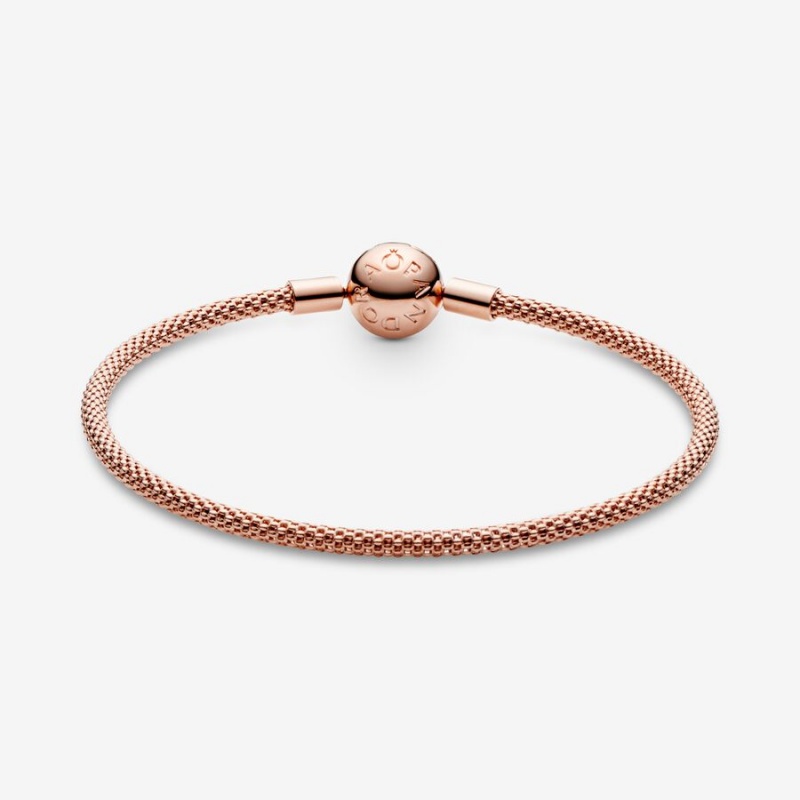 Rose Gold Plated Pandora Moments Mesh Charm Bracelets | 9125740-FG