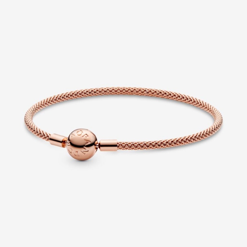 Rose Gold Plated Pandora Moments Mesh Charm Holders | 5604238-IR