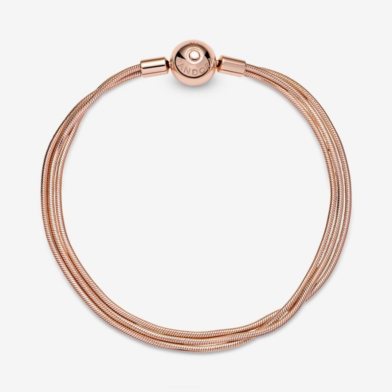 Rose Gold Plated Pandora Moments Multi Snake Chain Bracelets | 1987246-TG