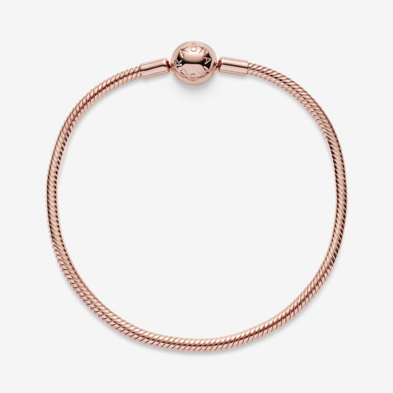 Rose Gold Plated Pandora Moments Snake Charm Bracelets | 7139460-ON