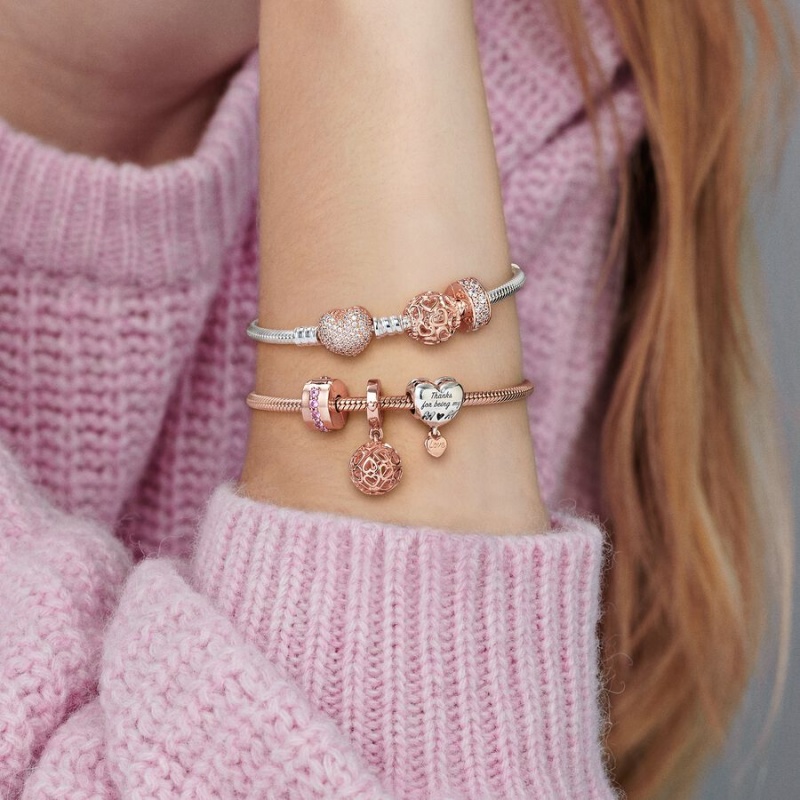 Rose Gold Plated Pandora Moments Snake Charm Holders | 9157620-NJ