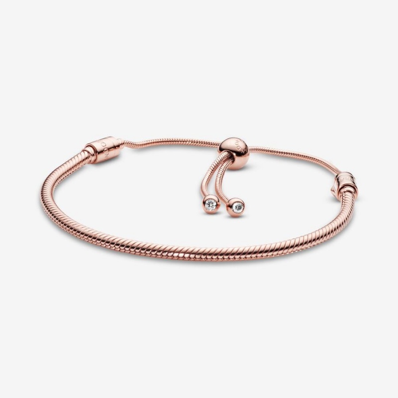 Rose Gold Plated Pandora Moments Snake Slider Sliding Bracelets | 6195307-ZW