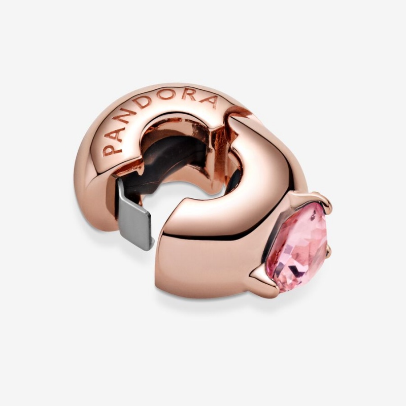 Rose Gold Plated Pandora Pink Heart Solitaire Clip Clips | 5032894-OK