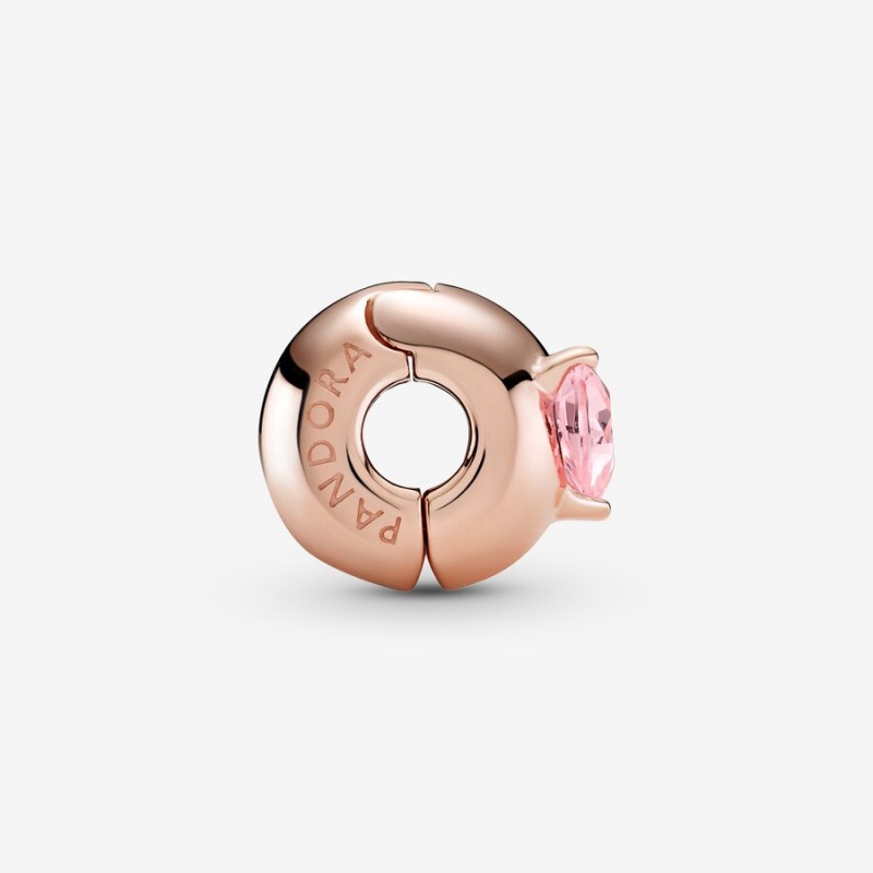 Rose Gold Plated Pandora Pink Heart Solitaire Clip Clips | 5032894-OK