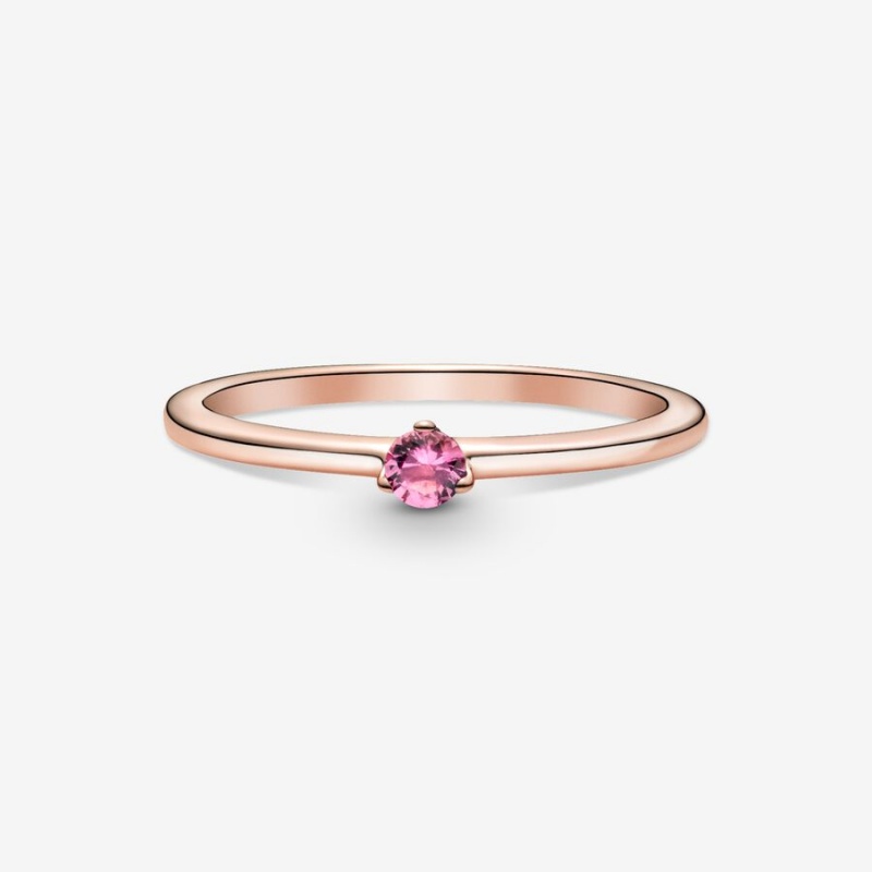 Rose Gold Plated Pandora Pink Solitaire Halo & Solitaire Rings | 4581063-BT