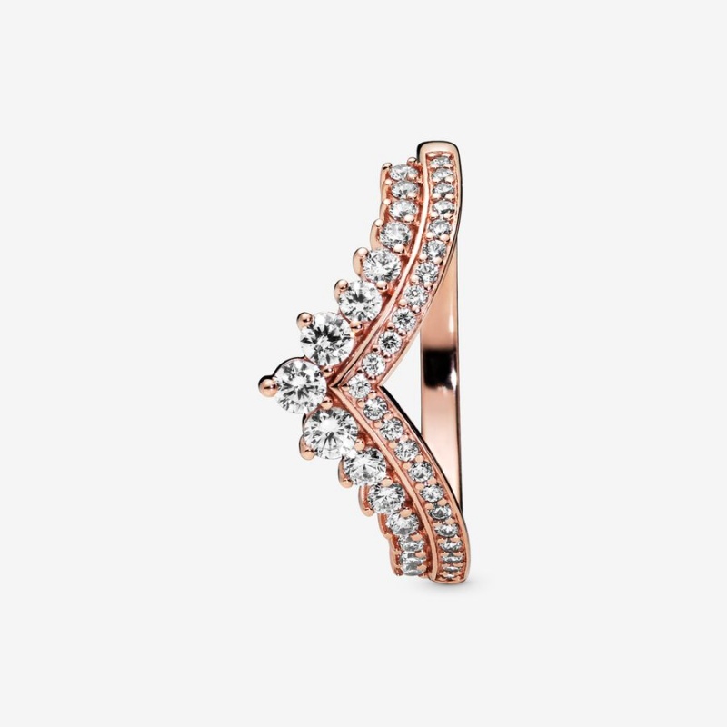 Rose Gold Plated Pandora Princess Wishbone Pinky Rings | 2935618-LG