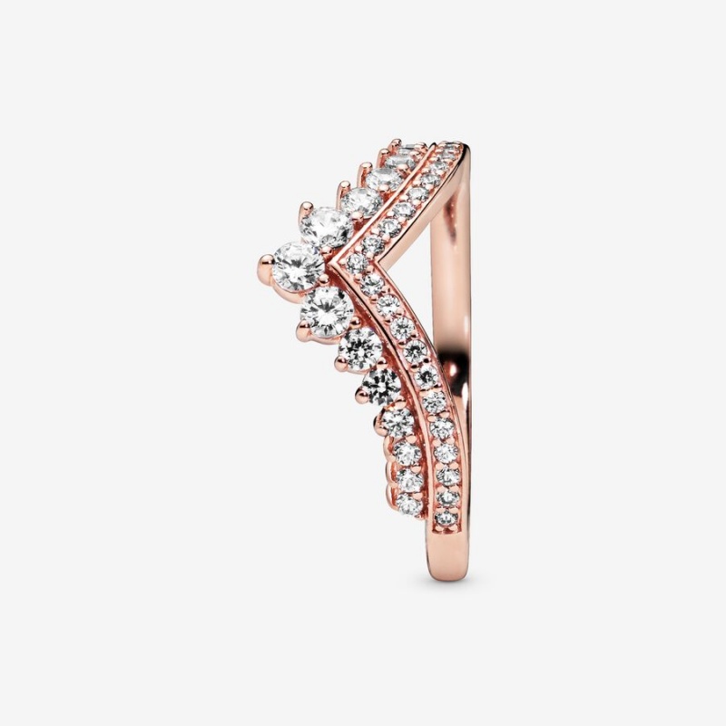 Rose Gold Plated Pandora Princess Wishbone Pinky Rings | 2935618-LG