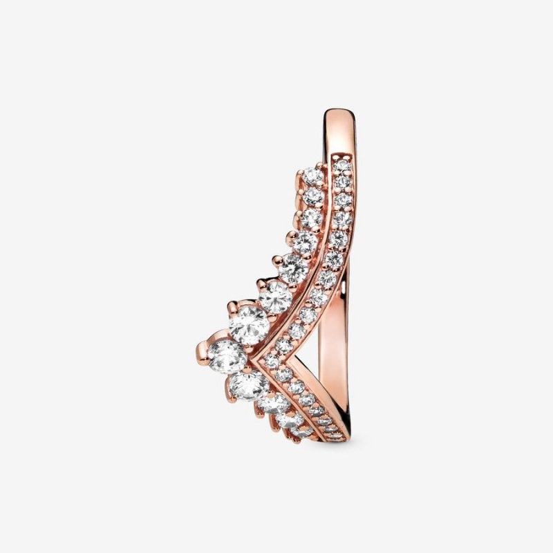 Rose Gold Plated Pandora Princess Wishbone Pinky Rings | 2935618-LG