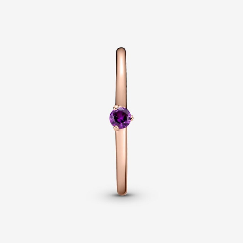 Rose Gold Plated Pandora Purple Solitaire Halo & Solitaire Rings | 1732086-DG