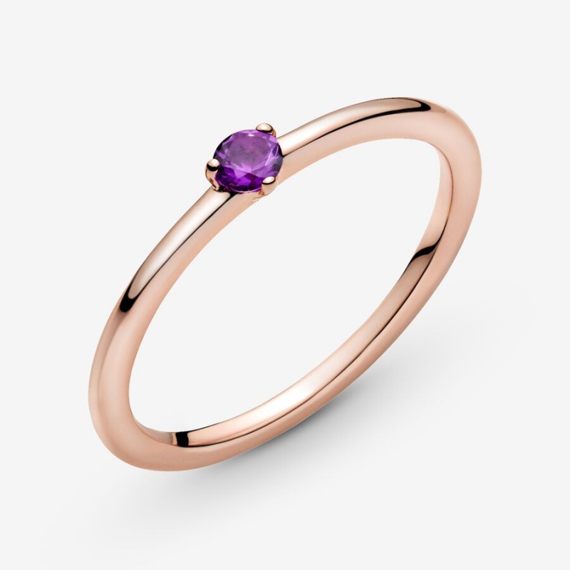 Rose Gold Plated Pandora Purple Solitaire Halo & Solitaire Rings | 1732086-DG