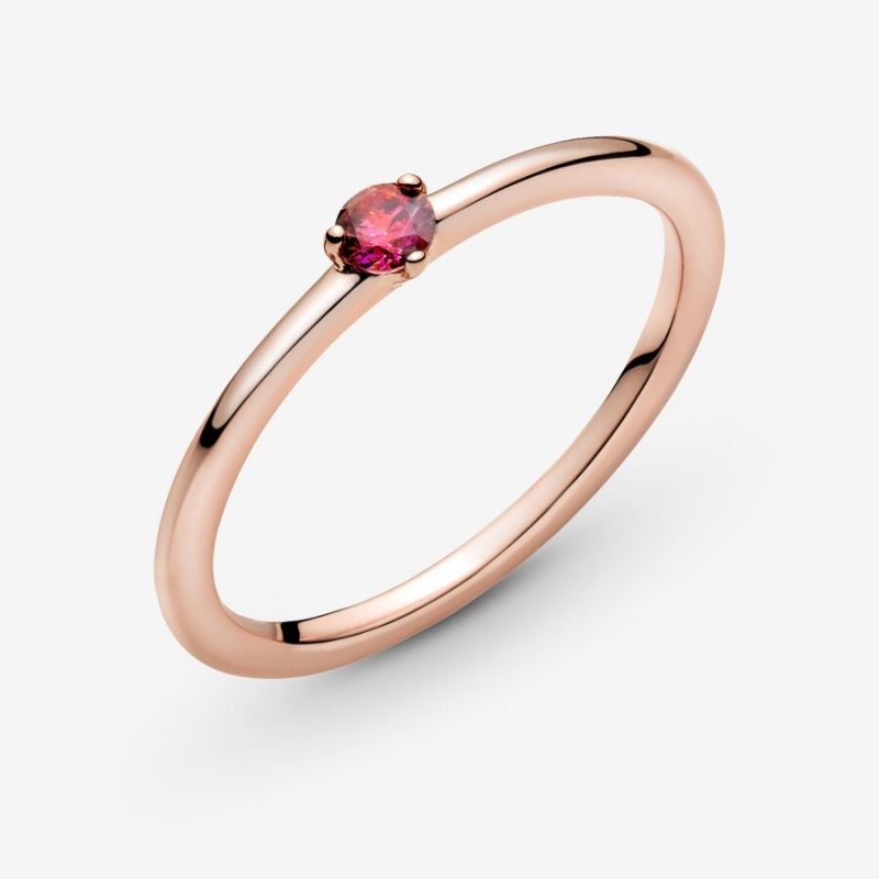 Rose Gold Plated Pandora Red Solitaire Halo & Solitaire Rings | 2879053-JQ