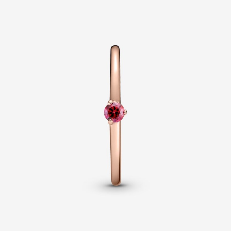 Rose Gold Plated Pandora Red Solitaire Halo & Solitaire Rings | 2879053-JQ