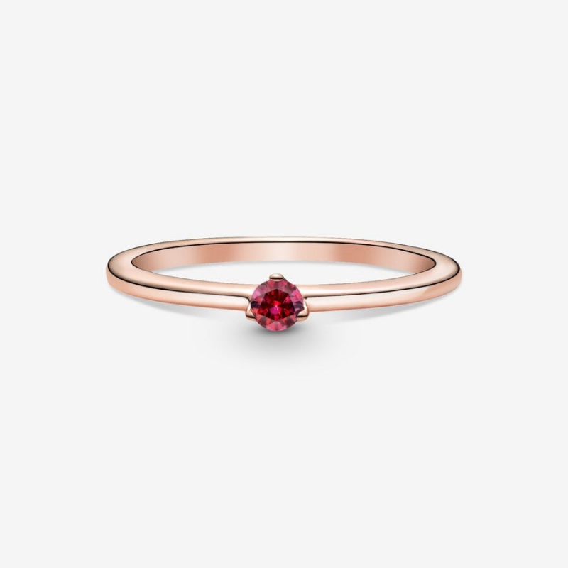 Rose Gold Plated Pandora Red Solitaire Halo & Solitaire Rings | 2879053-JQ