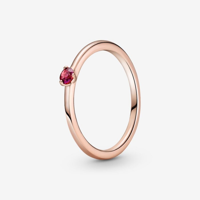 Rose Gold Plated Pandora Red Solitaire Halo & Solitaire Rings | 2879053-JQ