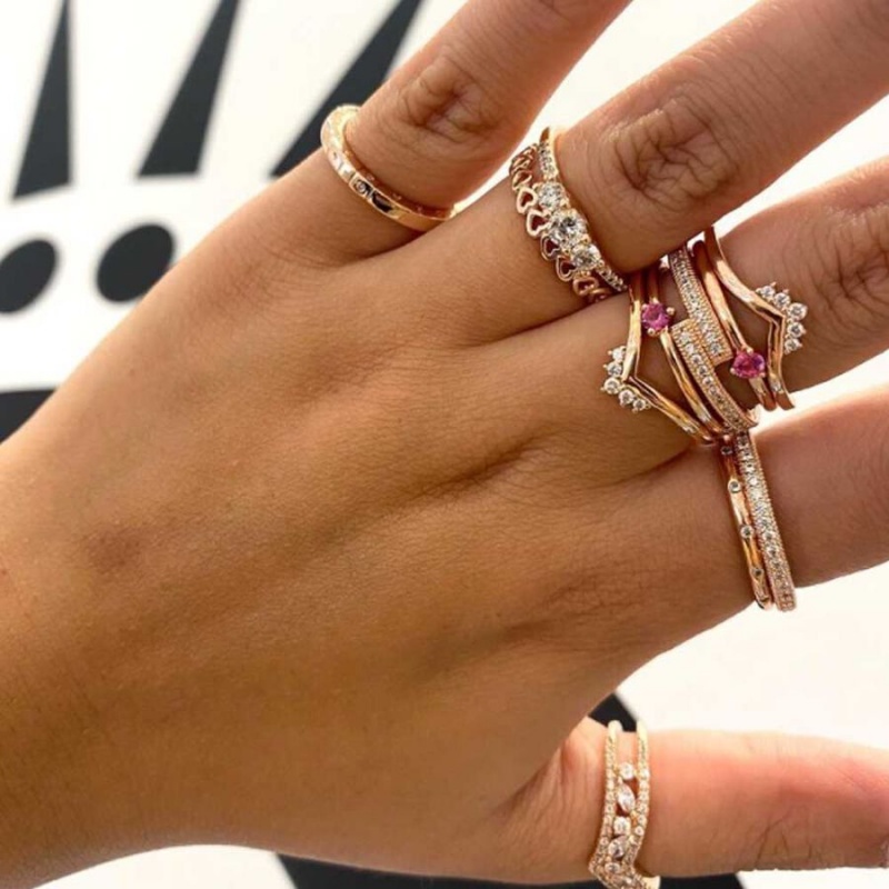 Rose Gold Plated Pandora Ring Sets | 2641897-AX