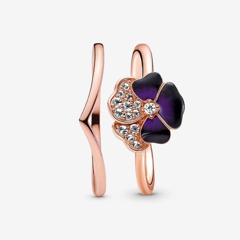 Rose Gold Plated Pandora Ring Sets | 3816257-WF