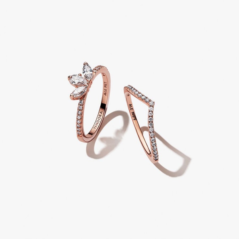 Rose Gold Plated Pandora Ring Sets | 6290741-LY