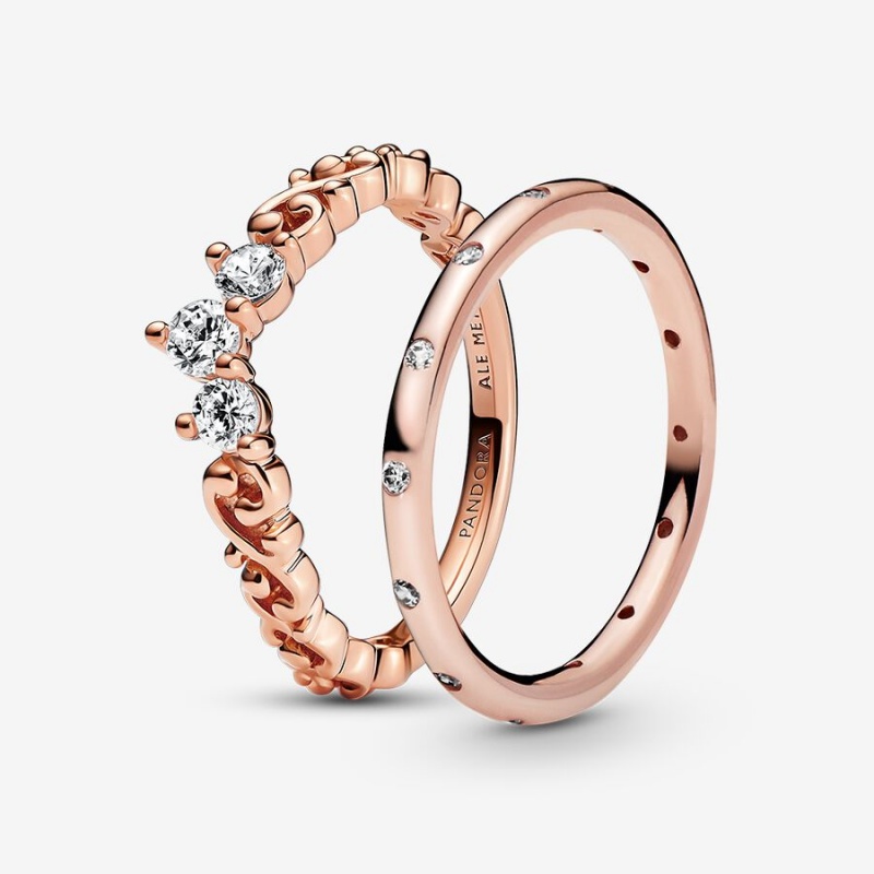 Rose Gold Plated Pandora Ring Sets | 7209451-SH