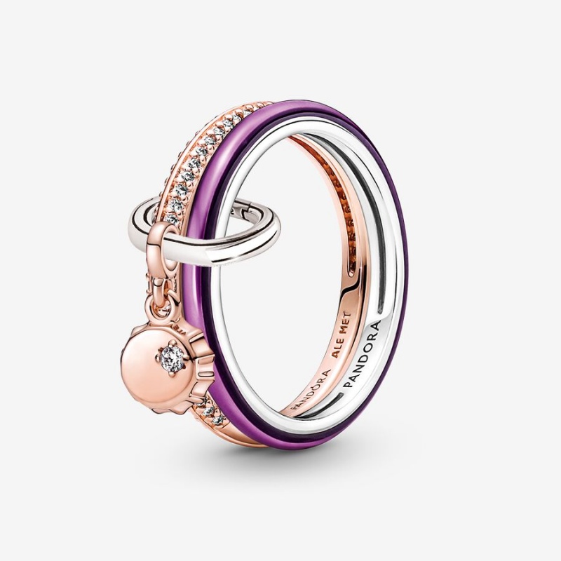 Rose Gold Plated Pandora Ring Sets | 7482963-EF