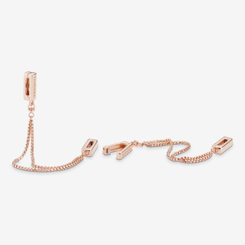 Rose Gold Plated Pandora Safety Clip Safety Chains | 6920475-JF