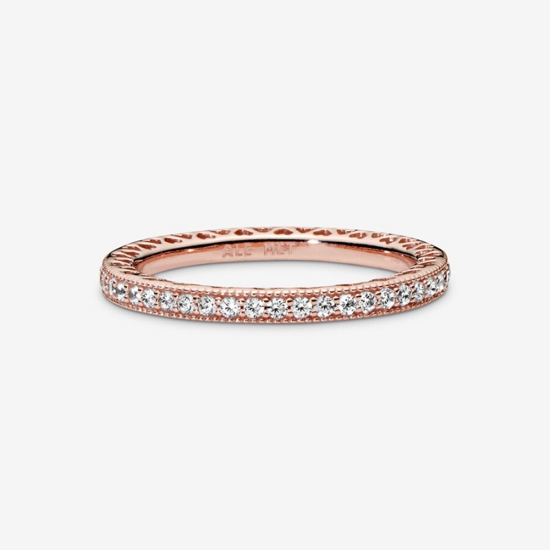 Rose Gold Plated Pandora Sparkle Band Rings | 8134092-SC