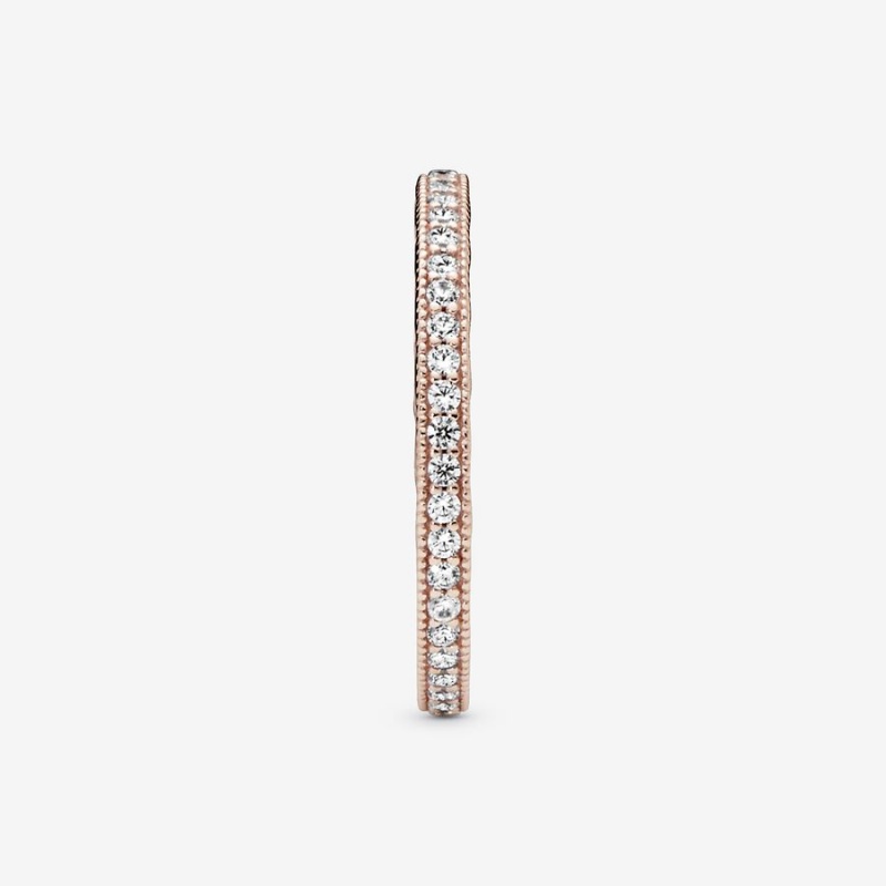 Rose Gold Plated Pandora Sparkle Band Rings | 8134092-SC