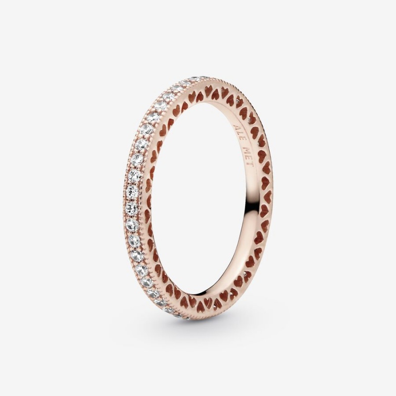 Rose Gold Plated Pandora Sparkle Band Rings | 8134092-SC